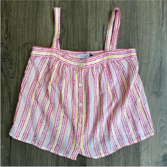 NWT Michael Stars Jess Striped Button Front Tank Top - Picture 3 of 7